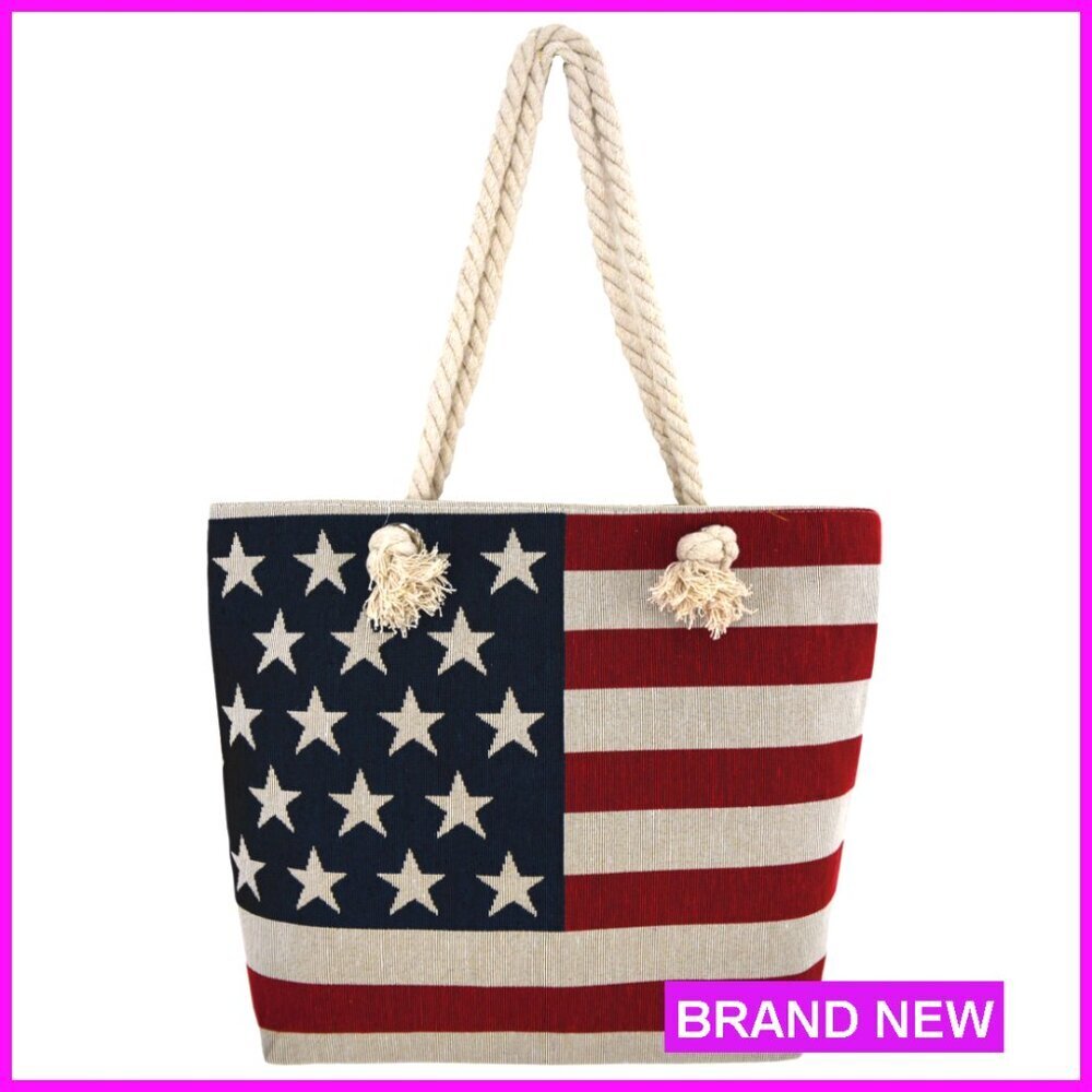 Canvas Tote Bag with Rope Handles Zipper Closure Beach Day Bag Oversized Purse